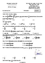 Đề kiểm tra định kì môn Giải tích Lớp 12 - Mã đề 121 - Năm học 2019-2020 - Sở giáo dục và đào tạo Hưng Yên (Có đáp án)